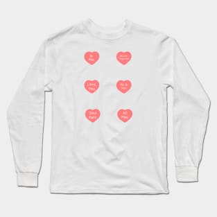 Aesthetic Cute Valentines Heart Day Love Quotes Pack Pattern Long Sleeve T-Shirt